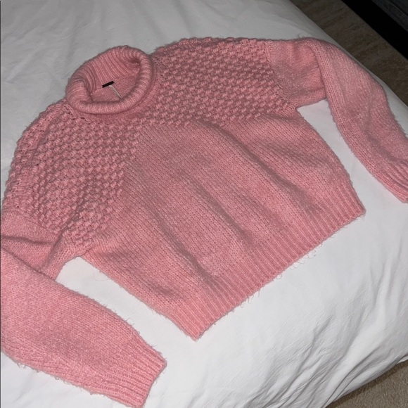 Free People bubblegum Pink bradley pullover mock neck Sweater size xs - Picture 2 of 6